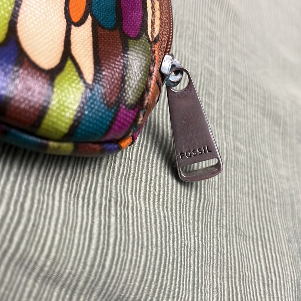 Vintage FOSSIL KEY.PER leather and canvas laminated cross body bag. - Picture 6 of 9